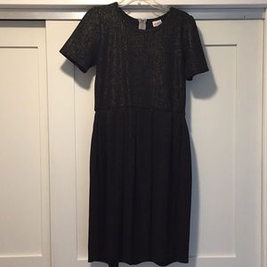 LuLaRoe Amelia XL, Black with Gold Threading